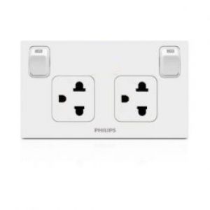 Ổ cắm âm sàn LeafStyle Dup 2P+E socket with switch Philips